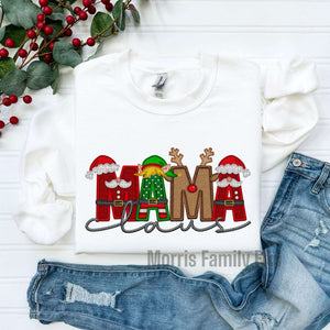 Mama Claus Faux Embroidery